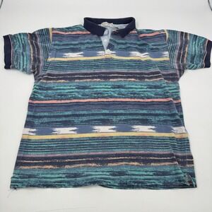 Players by Van Heusen XL Striped Polo Shirt Southwest Aztec‎ Teal Blue